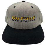 Go Fast Take Chances Snapback Hat.  Flat-Bill